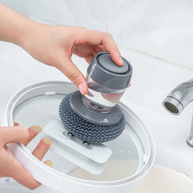 Kitchen Palm Scrub Brush with Soap Dispenser